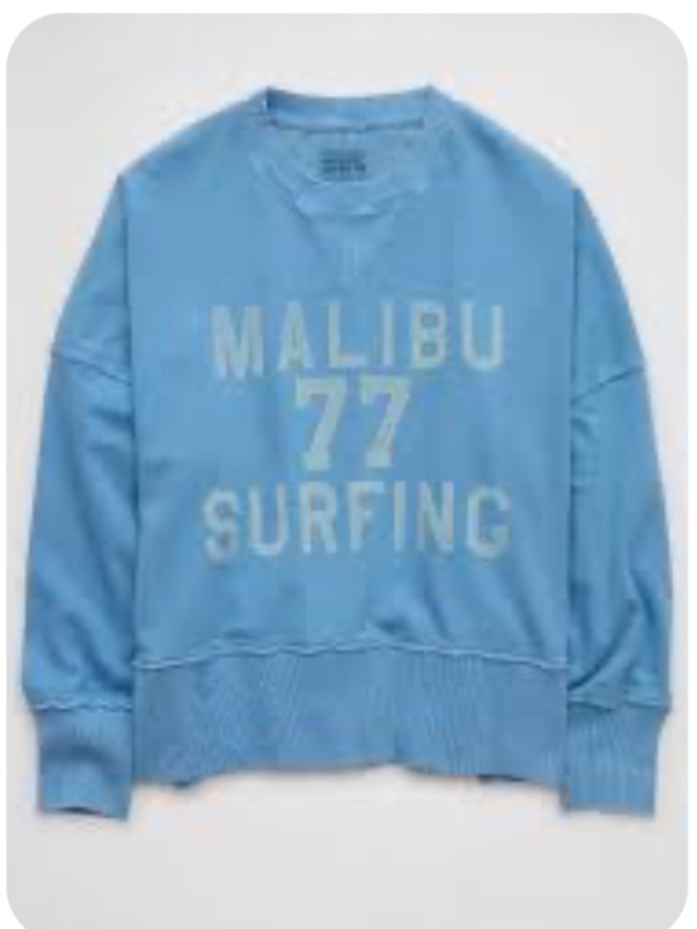 NWT AE Everyday Luxe Crew Neck Sweatshirt Women’s SZ XXL in Malibu Surfing Blue